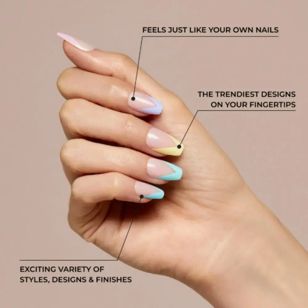 KISS Gel Fantasy Nails KGN08 Silver Glam Glitter Press-On Nails Short Almond